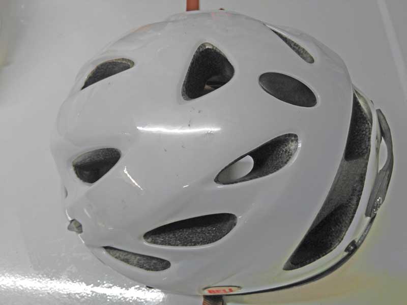 Helmets under bleach/water.